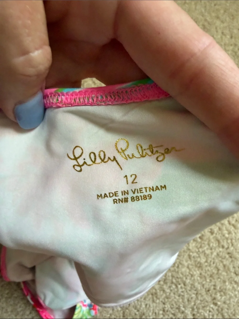 Girls Lilly Pulitzer Tie-Front Swim Set in Pink and Green